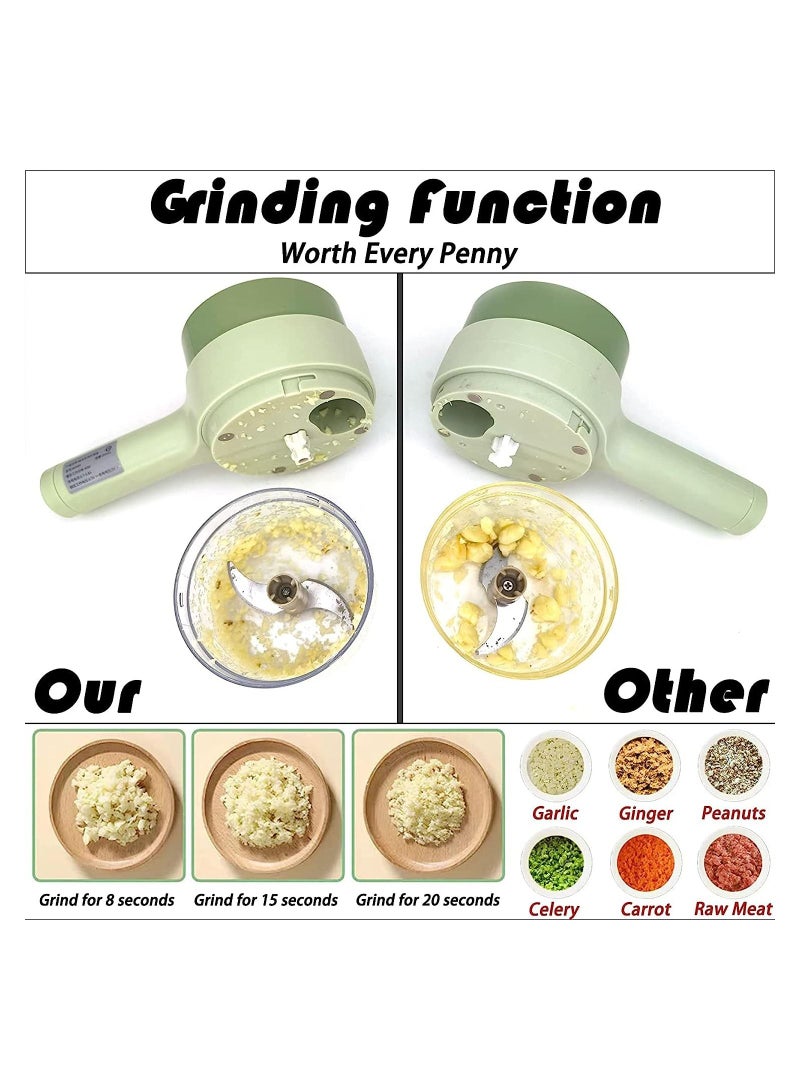 Electric Vegetable Cutter, No Suit for Large Vegetables, 4 in 1 Portable Handheld Electric Vegetable Cutter Set, Slicing, Cooking, Wireless Food Processor for Garlic Chili Onion  - Image 2