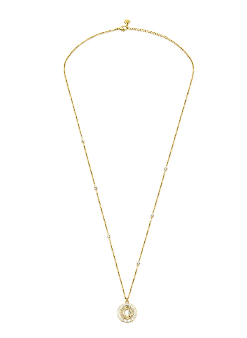 CERRUTI 1881 Marque Gold Plated Mother of Pearl Crystal Necklace for Women