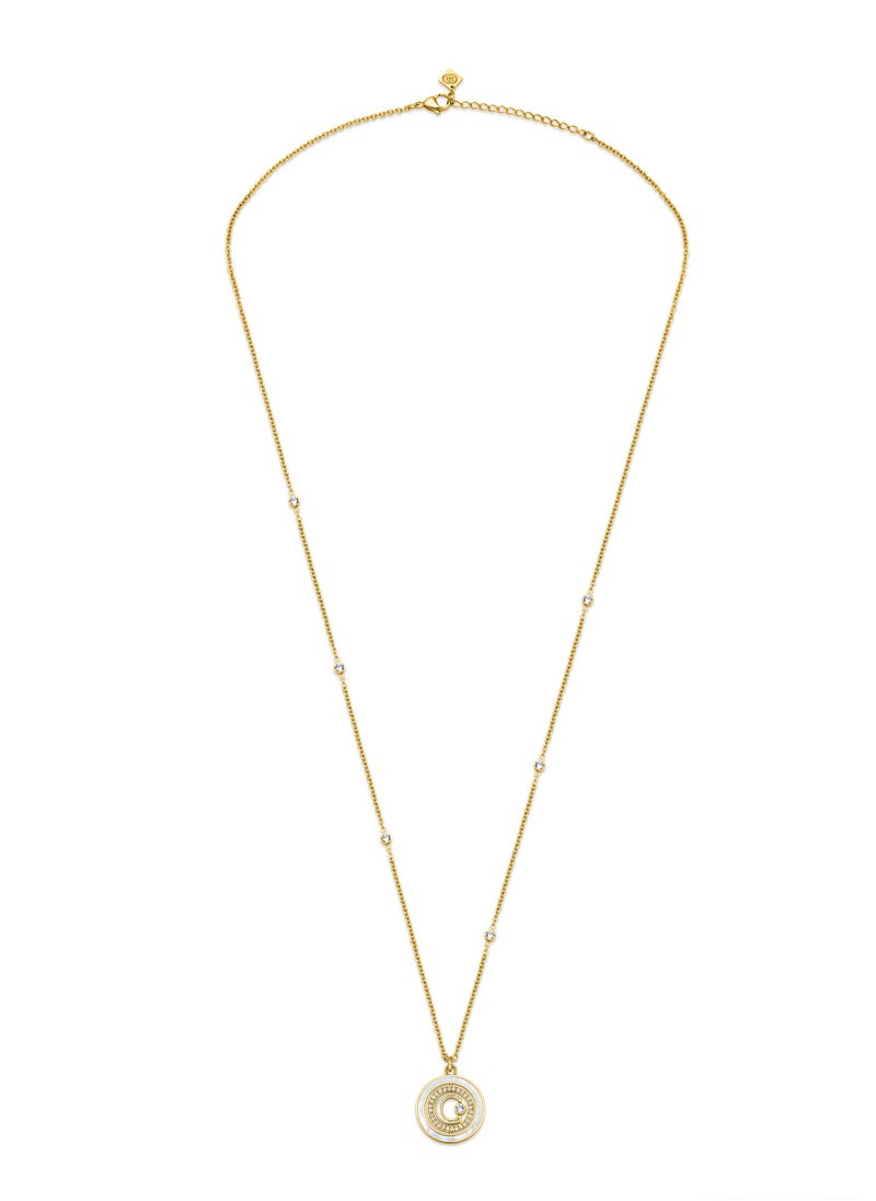 CERRUTI 1881 Marque Gold Plated Mother of Pearl Crystal Necklace for Women  - Image 4