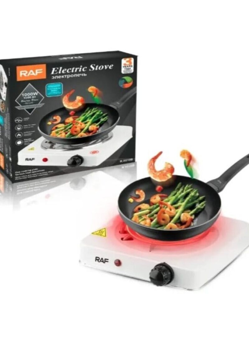 آر إيه أف موقد كهربائي راف – موقد كهربائي محمول – طبق تسخين كهربائي – ملف حديد مفتوح شعلة واحدة 1000 وات – RAF R8010B - Image 1