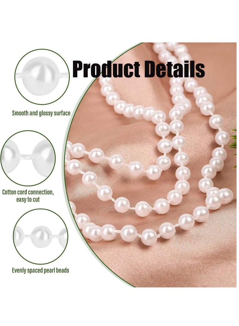 White Pearl Beads Garland, Pearl Strands Craft String Bead(6mm 26Yards, White) - Image 3