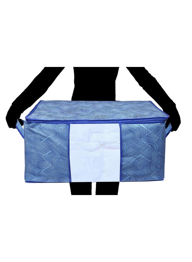 Kuber Industries Rectangular Leheriya Design Underbed Bag|Storage Organiser|Blanket Cover|Extra Large Size, Pack of 2 (Royal Blue, Non-Woven) - Image 4
