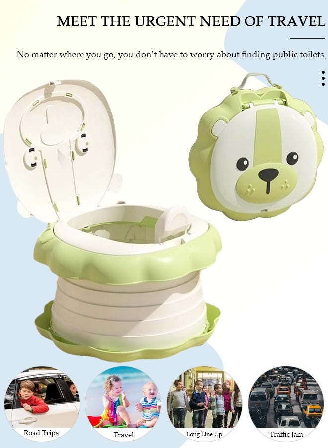 DUNISO مرحاض تدريب على استخدام المرحاض قابل للطي للأطفال، نونية سيارة قابلة للطي مع أكياس تخزين، كرسي نونية للسفر للأطفال، مرحاض محمول للتخييم في الهواء الطلق وداخل المنزل - Image 4