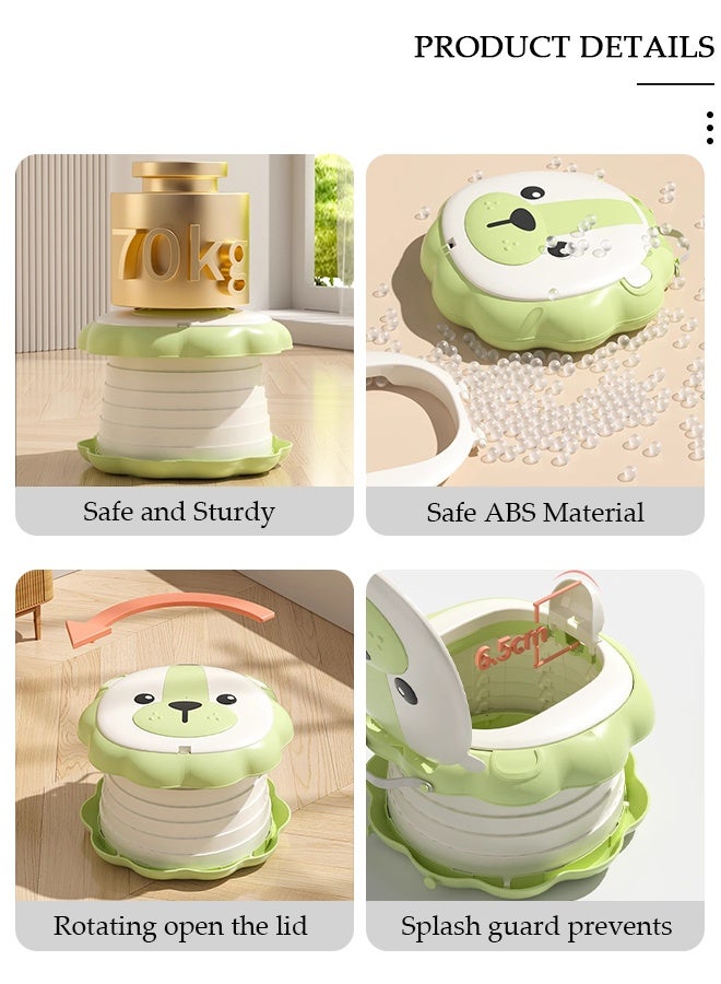 DUNISO مرحاض تدريب على استخدام المرحاض قابل للطي للأطفال، نونية سيارة قابلة للطي مع أكياس تخزين، كرسي نونية للسفر للأطفال، مرحاض محمول للتخييم في الهواء الطلق وداخل المنزل - Image 2