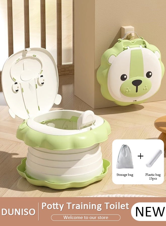 DUNISO مرحاض تدريب على استخدام المرحاض قابل للطي للأطفال، نونية سيارة قابلة للطي مع أكياس تخزين، كرسي نونية للسفر للأطفال، مرحاض محمول للتخييم في الهواء الطلق وداخل المنزل - Image 1