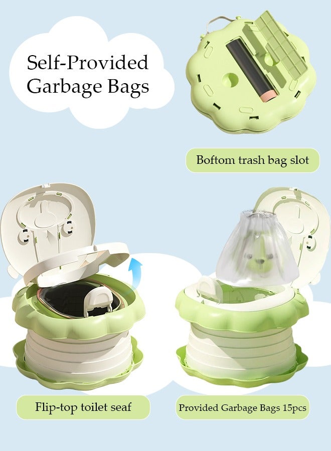 DUNISO مرحاض تدريب على استخدام المرحاض قابل للطي للأطفال، نونية سيارة قابلة للطي مع أكياس تخزين، كرسي نونية للسفر للأطفال، مرحاض محمول للتخييم في الهواء الطلق وداخل المنزل - Image 3