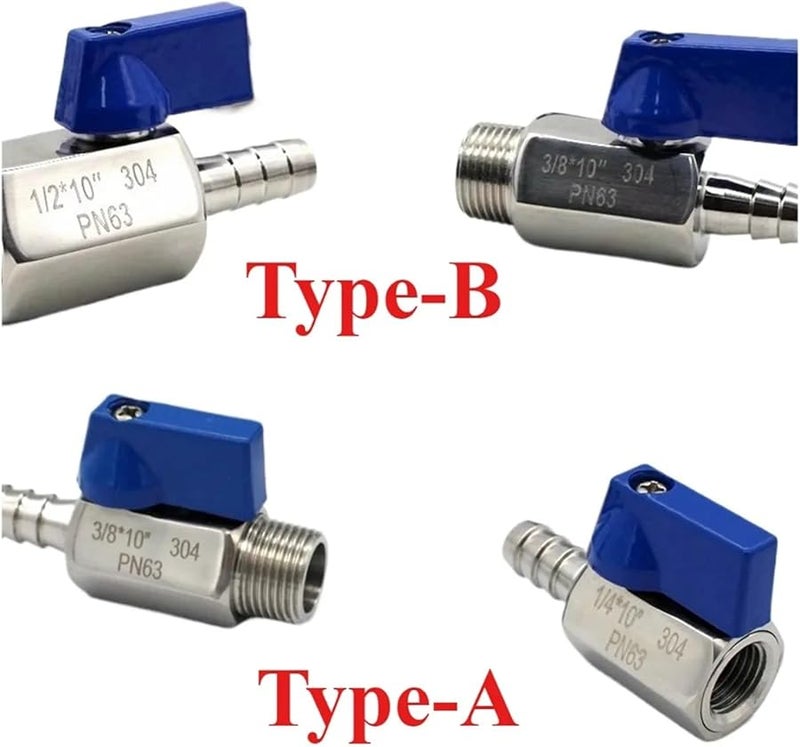 3 4 Inch BSPT Male Type B Sanitary Ball Valve 304 Stainless Steel Blue Handle - Image 3