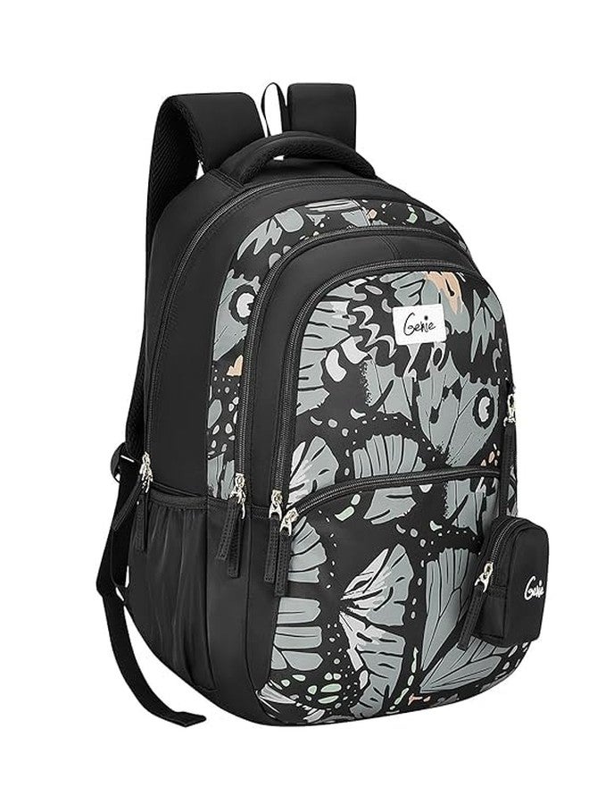 Genie Morphi School Backpack For Girls |19 Inch-36 Litres With Laptop Sleeve, Happy Pouch, Three Compartments, |Best for Books, Water Bottles, Stationery, Laptop, Lunch Box & Essentials - Black - Image 1