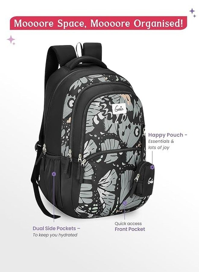 Genie Morphi School Backpack For Girls |19 Inch-36 Litres With Laptop Sleeve, Happy Pouch, Three Compartments, |Best for Books, Water Bottles, Stationery, Laptop, Lunch Box & Essentials - Black - Image 5