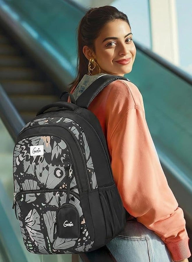 Genie Morphi School Backpack For Girls |19 Inch-36 Litres With Laptop Sleeve, Happy Pouch, Three Compartments, |Best for Books, Water Bottles, Stationery, Laptop, Lunch Box & Essentials - Black - Image 2