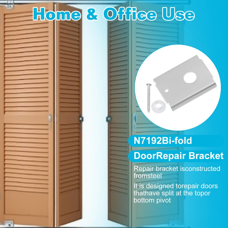 FOJOO 2Pack N7192 Bi-Fold Door Repair Bracket Kit, Folding Closet Door Hardware for 1-3/8 Inch Wood Doors, Fits 7/16" Pivot Pin, Top or Bottom Mount Steel Brackets - Image 3