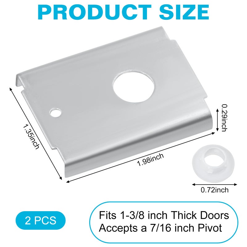 FOJOO 2Pack N7192 Bi-Fold Door Repair Bracket Kit, Folding Closet Door Hardware for 1-3/8 Inch Wood Doors, Fits 7/16" Pivot Pin, Top or Bottom Mount Steel Brackets - Image 2