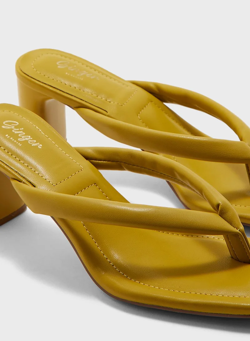 Ginger Toe Thong Low Heeled Mule