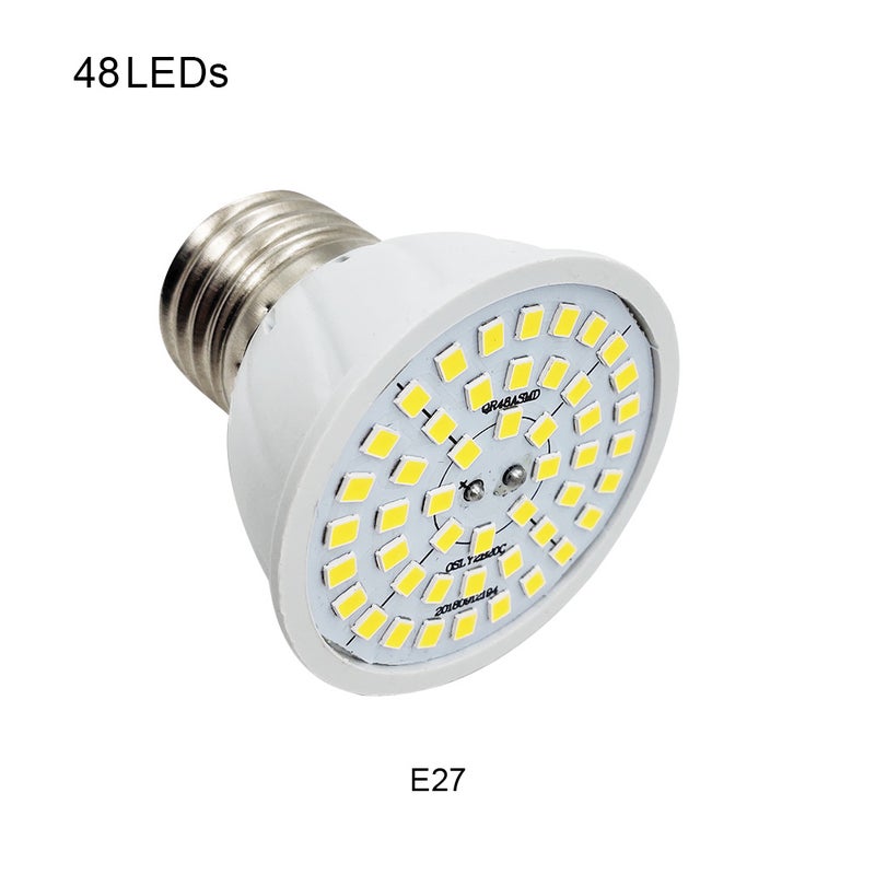 مصباح سبوتلايت LED 220 فولت E27 - مصباح ذرة ذو 48 مصباحًا LED - ضوء أبيض دافئ - Image 1