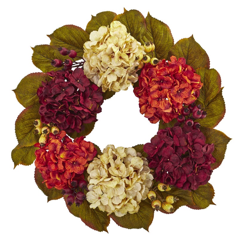 Nearly Natural Nearly Natural 20 in Hydrangea Berry Artificial Wreaths Assorted 