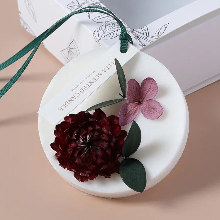 Y&D Dried Flower & Plants Solid Armoire Beeswax Premium Scented Aromatherapy Candle Slices – Natural Orange Scent for Home Fragrance - Image 1