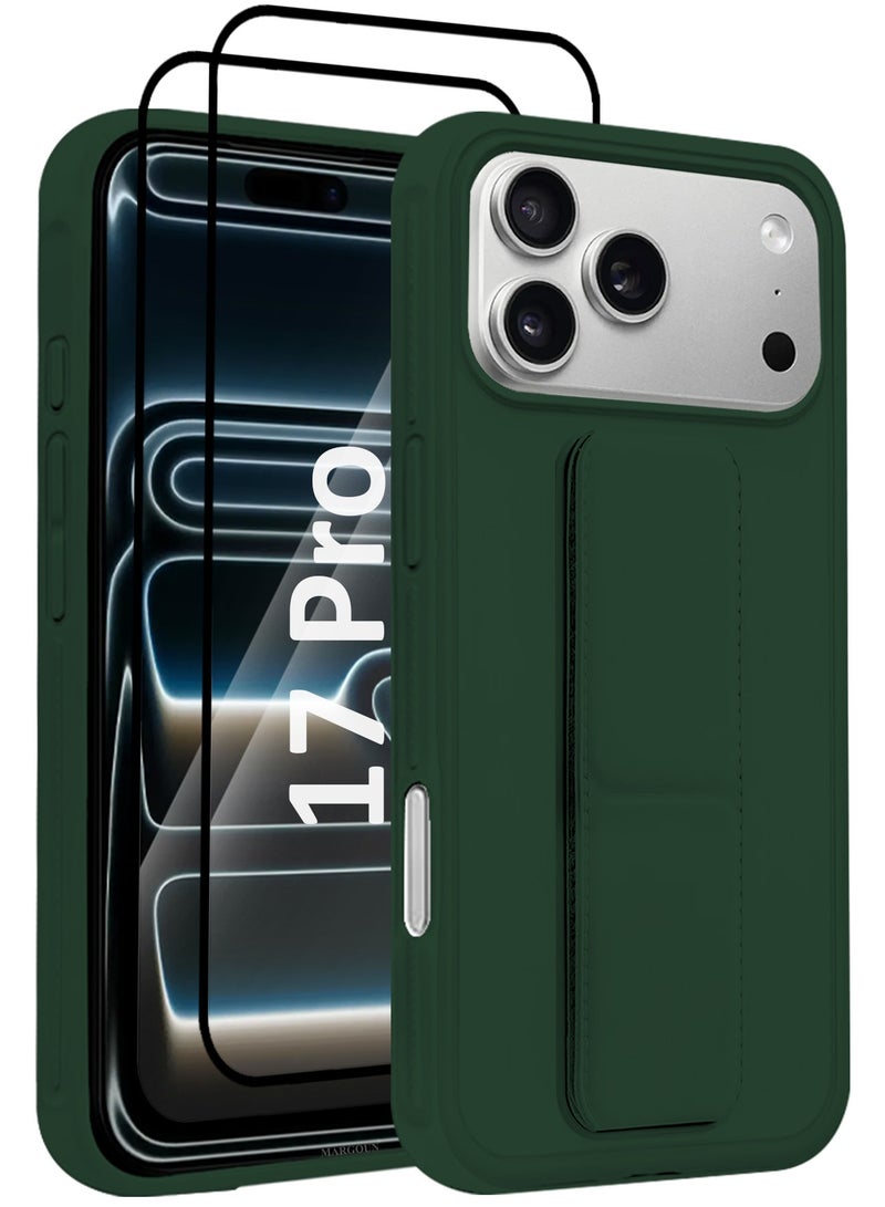 CATANES 3 Packs Premium PU Leather Case for iPhone 17 Pro with Stand Function Shockproof and Anti Scratch Finger Grip with Two 3D Screen Protector - Image 2