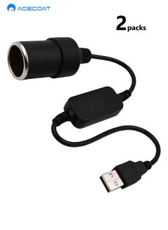ايسكوت محول جهد USB للسيارة مكون من قطعتين - مقبس سيارة 5 فولت ذكر إلى 12 فولت أنثى - عاكس معزز مع كابل 1.2 متر لمسجل القيادة/DSA/تنقية/مروحة بطارية السيارة  - Image 1