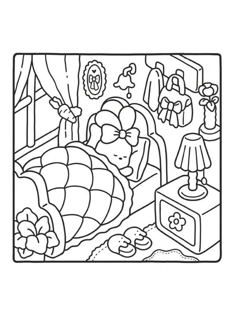 Little Corner Cozy Coloring Book – 40 Pages of Relaxing Small Room Designs with Whimsical Animated Cover, Perfect for Teens & Adults, Ideal for Stress Relief & Artistic Expression, Great Gift for Valentine's Day, Christmas, Birthdays, and More - Image 2