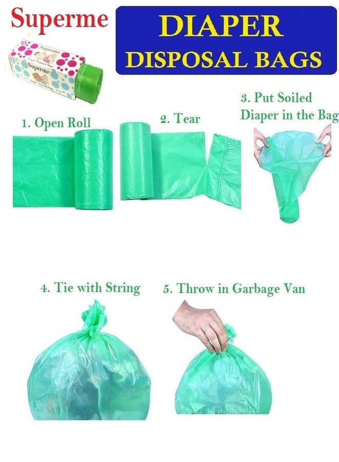Superme Baby Diaper Disposable Bags - 60 Bags - Degradable, Leak-Proof Bags for Disposal of Diapers (PACK OF 2 BOXES) - Image 4