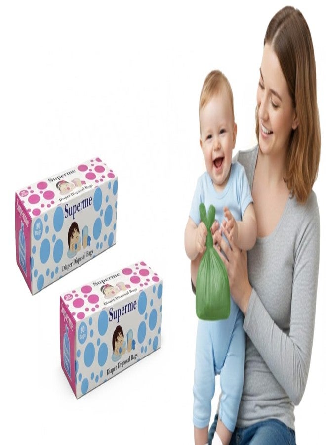 Superme Baby Diaper Disposable Bags - 60 Bags - Degradable, Leak-Proof Bags for Disposal of Diapers (PACK OF 2 BOXES) - Image 2