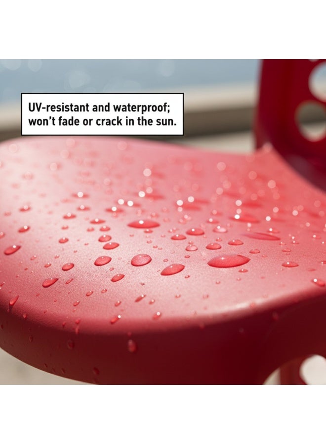 زد إتش للأثاث كرسي طعام حديث من ZH FURNITURE باللون الأحمر، قابل للتكديس للاستخدام الداخلي والخارجي، مقاوم للماء والأشعة فوق البنفسجية مصنوع من البولي بروبيلين، مناسب للشرفات والحدائق والمطابخ والمقاهي، ولا يتطلب تجميعًا. - Image 3