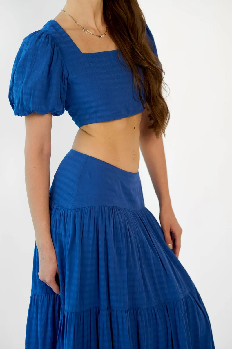 Virgio  VIRGIO Viscose Dobby Puff Sleeve Smocked Top for Women | Best Price UAE