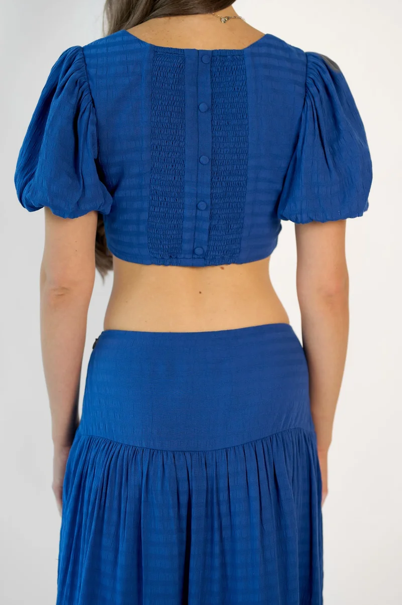 Virgio  VIRGIO Viscose Dobby Puff Sleeve Smocked Top for Women | Best Price UAE