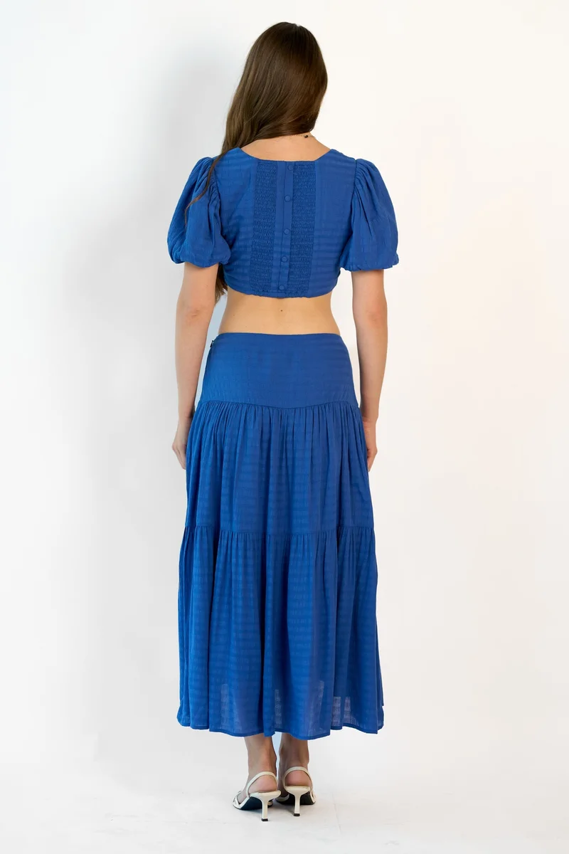 Virgio  VIRGIO Viscose Dobby Puff Sleeve Smocked Top for Women | Best Price UAE