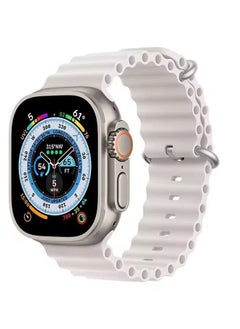 Zaboon Silicone Ocean Band For Apple Watch Band 42mm 44mm 45mm 49mm Adjustable Sport Loop Strap For iWatch Series 8/7/6/5/4/3/2/1/SE/Ultra - Off white  - Image 1