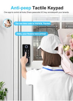 الينك قفل باب ذكي، قفل ذكي ببصمة الإصبع، قفل إلكتروني خارجي يدعم Wi-Fi، تحكم عن بُعد باستخدام تطبيق TTLock، مقاوم للماء بمعيار IP65 ويأتي مع 4 بطاقات.  - Image 4