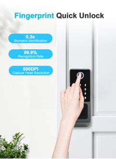 الينك قفل باب ذكي، قفل ذكي ببصمة الإصبع، قفل إلكتروني خارجي يدعم Wi-Fi، تحكم عن بُعد باستخدام تطبيق TTLock، مقاوم للماء بمعيار IP65 ويأتي مع 4 بطاقات.  - Image 2