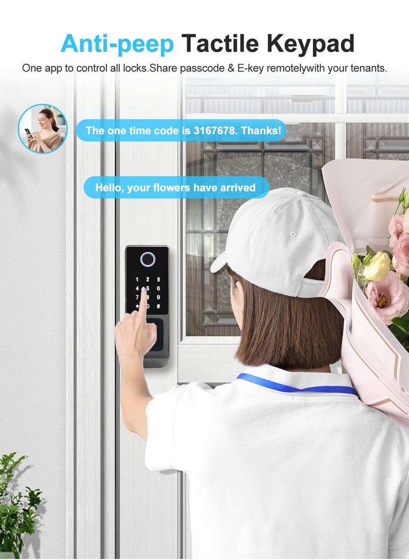 ALINK - Smart Door Lock, Fingerprint Smart Lock,Outdoor WIFI Electronic Lock, Remote Control With TTLock APP, IP65 Waterproof With 4 Cards - Image 1