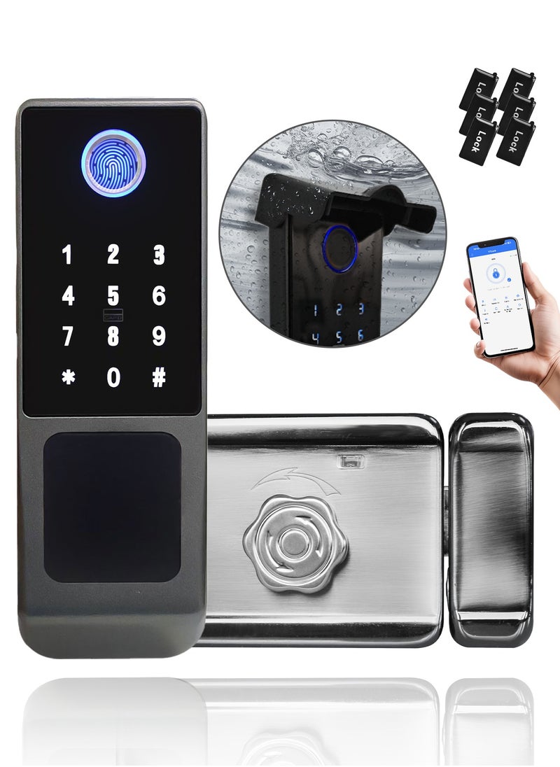 ALINK Smart Door Lock, IP65 Waterproof  Fingerprint Smart Lock,Outdoor WIFI Electronic Lock, Remote Control With TTLock APP, With 6Cards  - Image 1