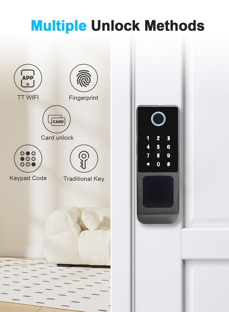 ALINK Smart Door Lock, IP65 Waterproof  Fingerprint Smart Lock,Outdoor WIFI Electronic Lock, Remote Control With TTLock APP, With 6Cards - Image 2