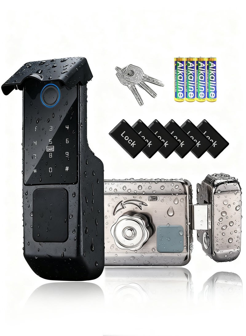 ALINK Smart Door Lock, IP65 Waterproof  Fingerprint Smart Lock,Outdoor WIFI Electronic Lock, Remote Control With TTLock APP, With 6Cards - Image 1