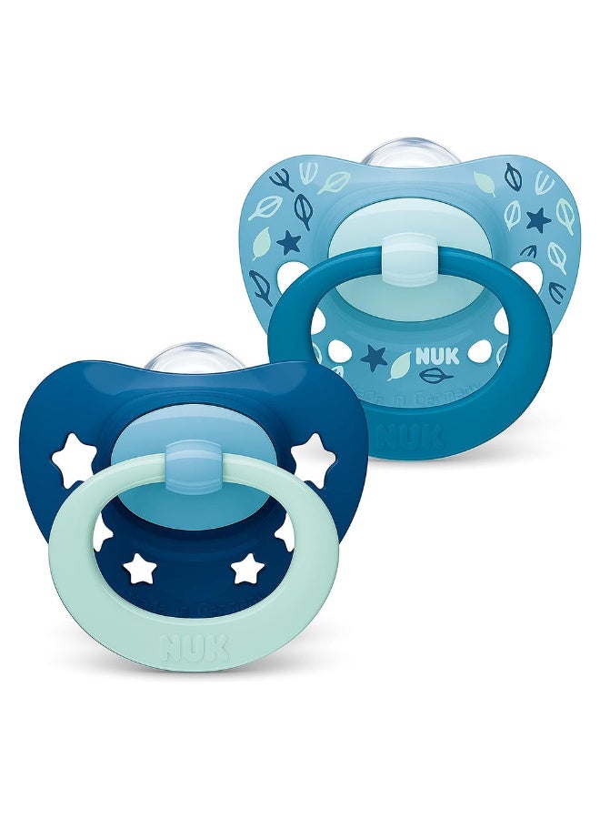 NUK Signature Silicone Soother For 6-18 Months Baby, Assorted Pack of 2's