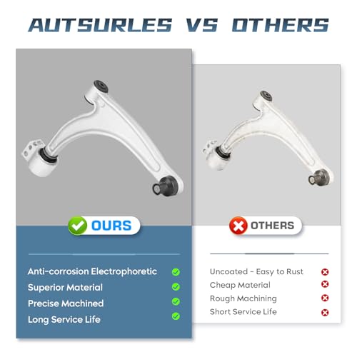 Autsurles Front Lower Control Arm with Ball Joint Assembly for Chevy Malibu 2005-2012, for Pontiac G6 05-10, for Saturn Aura 07-09, Sway Bars Link Inner Outer Tie Rods Ends Suspension Kit K620180 K620179 8PCS - Image 3