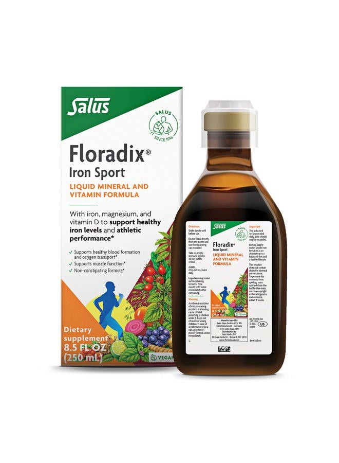 Floradix Iron Sport Liquid Mineral & Vitamin Formula - Daily Vitamin for Nutritional & Energy Support* - Sports Nutrition with Iron, B Vitamins & More - Vegan & Non-GMO - 8.5 Fl Oz - Image 1