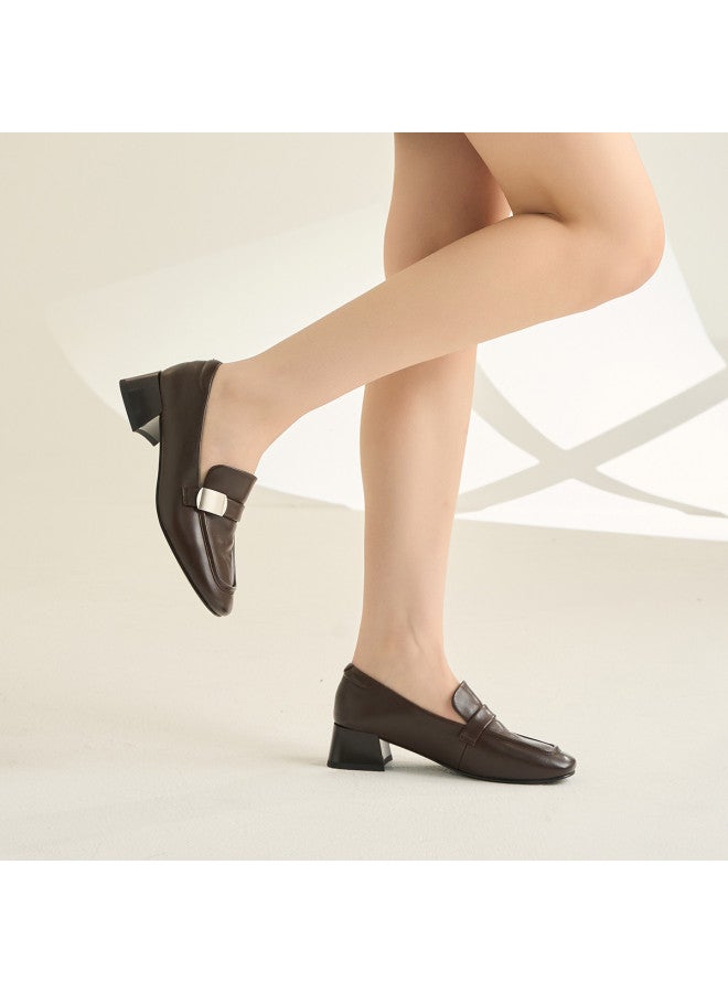 AOKANG Temperament Loafers Autumn Retro Minimalist Metal Buckle Commuting Breathable Soft Leather Shoes Women's Shoes - Image 4