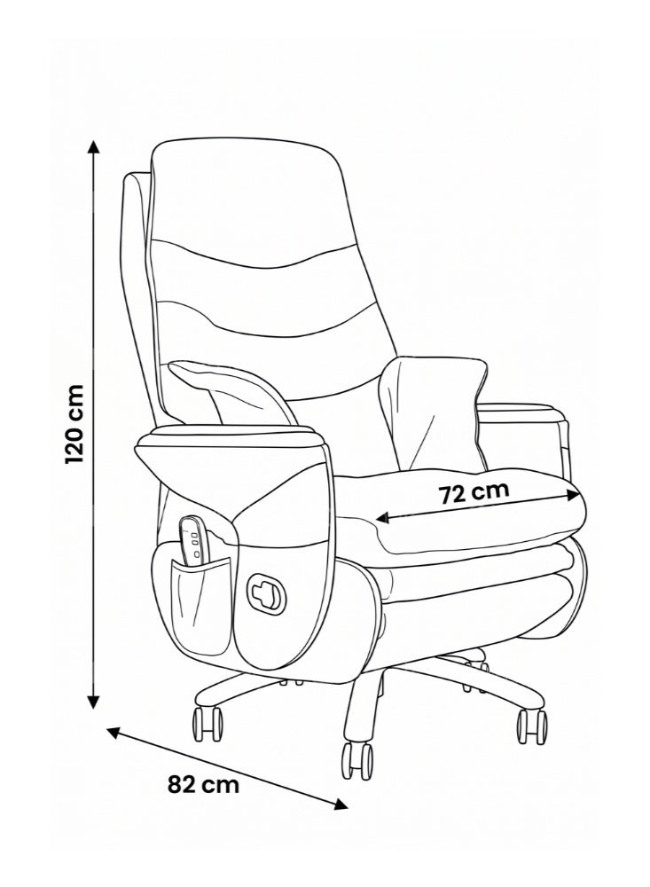 Karnak Malaya Executive Electric Boss Chair | Comfortable Leather Ergonomic Office Recliner with Swivel Rolling Adjustable Headrest, Footrest and Lumbar Support for Office(Beige) - Image 2