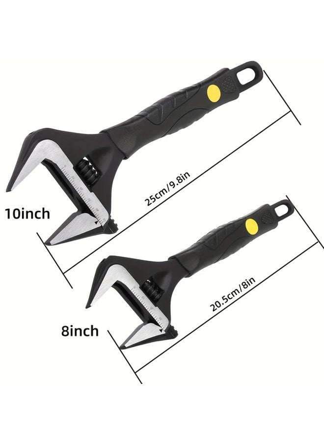 مفتاح قابل للتعديل بفتحة فم واسعة، طلاء أسود مؤكسد، فولاذ كروم فاناديوم، بمقاييس SAE ومترية. - Image 4