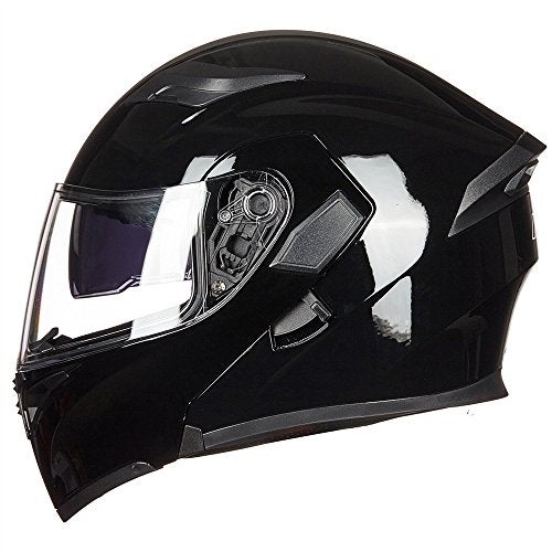 ILM Motorcycle Dual Visor Flip up Modular Full Face Helmet DOT 6 Colors Model 902 (XL, Gloss Black) - Image 4
