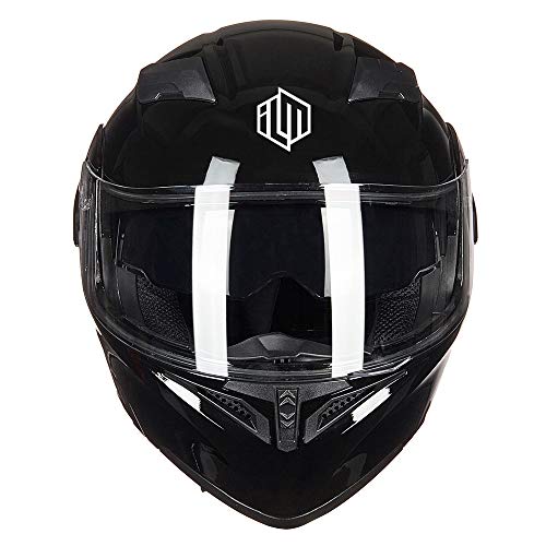 ILM Motorcycle Dual Visor Flip up Modular Full Face Helmet DOT 6 Colors Model 902 (XL, Gloss Black) - Image 5