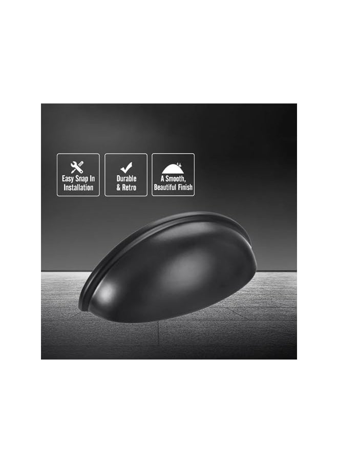 PROMASS promass Drawer Pulls Flat Black Cabinet Cup Pulls Kitchen Hardware Cabinet Handles Drawer Handles Knobs 3 inch Hole Center,Cabinet & Furniture Pulls,4 Pack,64mm,Black  - Image 4