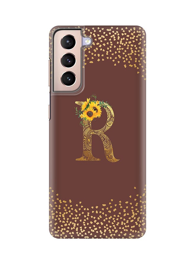 Stylizedd Monogram Slim Cover for Samsung Galaxy S21 Plus 5G Case Custom Initials Letter Floral Pattern Snap Series Mobile Cover Matte Alphabet  - R (Brown) - Image 1
