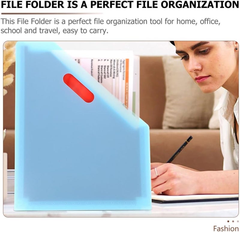 2pcs A4 Large Capacity Diagonal Standing Accordion File Folder, Plastic Expanding Document Organizer with Pink and Blue Covers for Office and Home Filing - Image 3