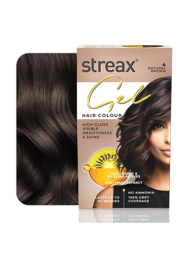 Streax Gel Hair Colour For Women, Natural Brown 4, 150 Ml I Brown Hair Colour I No Ammonia Hair Color | 100% Grey Coverage - Image 1