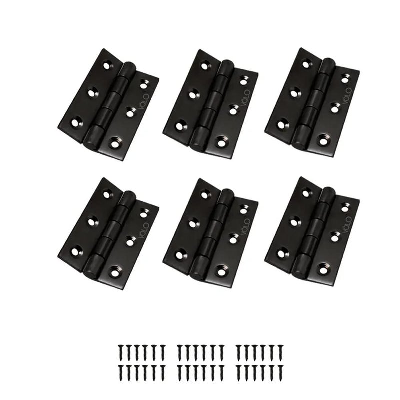 Volo Premium Concealed Door Butt Hinges 4 inch x 12 Gauge25 mm Thickness Slow Motion Butt Hinge Stainless Steel Pack of 6 PcsColour Black - Image 1