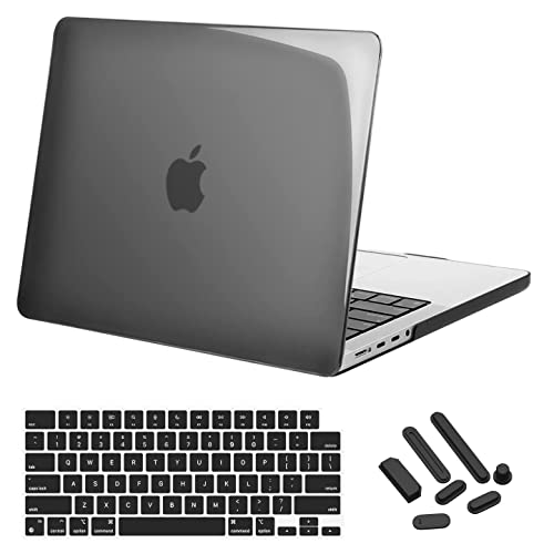 Midkart Case Compatible with MacBook Pro 14 Inch M5 M4 M3 M2 M1 Release 2026-2021 Model A3427 A3426 A3434 A3112 A3185 A3401 A2918 A2992 A2779 A2442 Hard Cover Keyguard Dustplugs, Black Transparent - Image 1